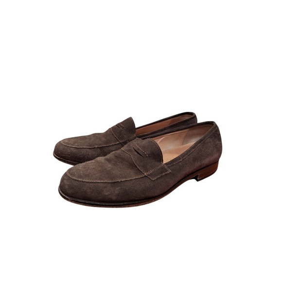 Martin Dingman Brown Suede Penny Loafer Men\'s Driving Shoes Size 10 M Brazil